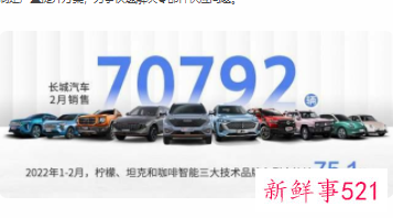 长城汽车2月产销同比下滑20%