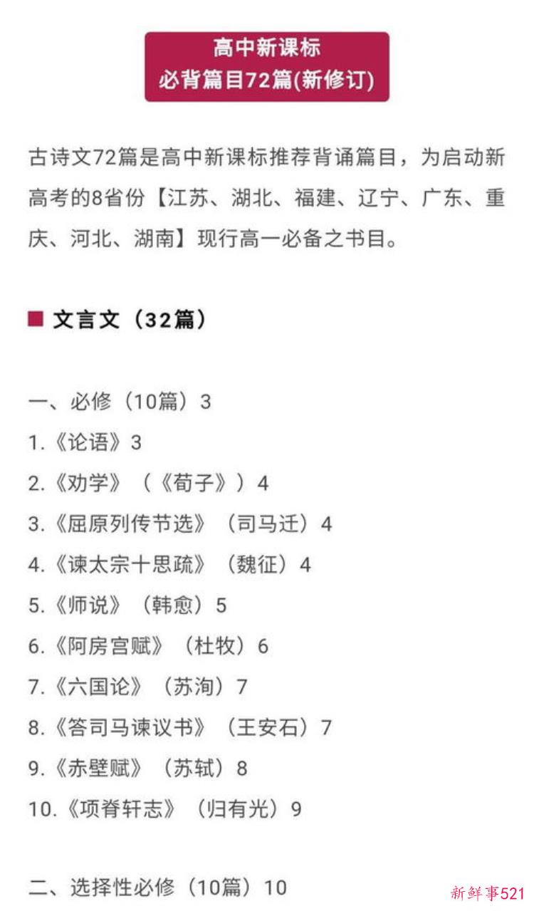 2020高考必背古诗文75篇理解性默写，高考古诗文背诵默写训练人教版