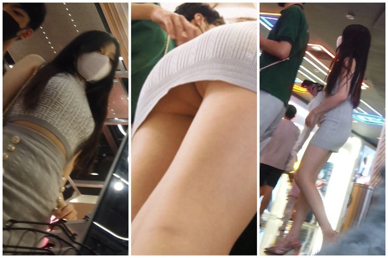 大型购物中心抄底极品包臀裙美女性感骚丁偶现小骚B