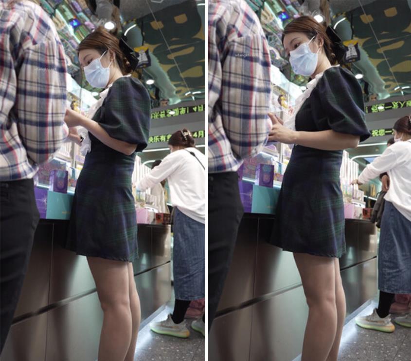 偷拍美女裙底风光极品美女白色超短裙超长时间抄底灰色内内超薄透明丝袜美女买盲盒抄底黑白花纹内裤