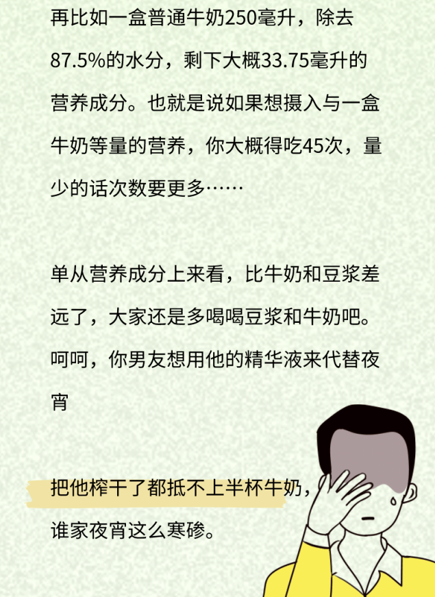 男友说吞他的精华液营养又抗饿，我是不是被骗了？