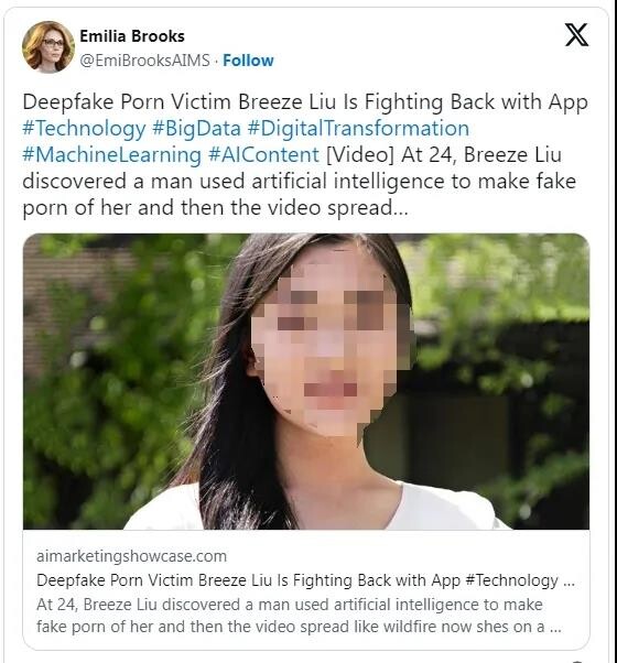 拒绝求爱遭奇葩报复！加州华女被男同学AI换脸成“色情片”女主，险轻生后发起绝地反击
