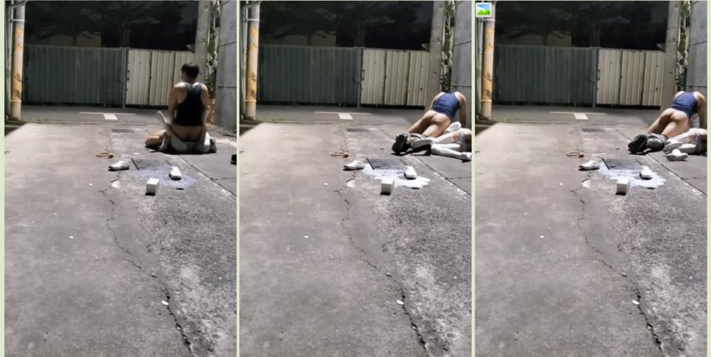 00后JK妹子醉倒在小巷子内，被路过的小哥摁在地上撩开裙子就是一顿猛操，还疯狂口爆，简直爽翻了！