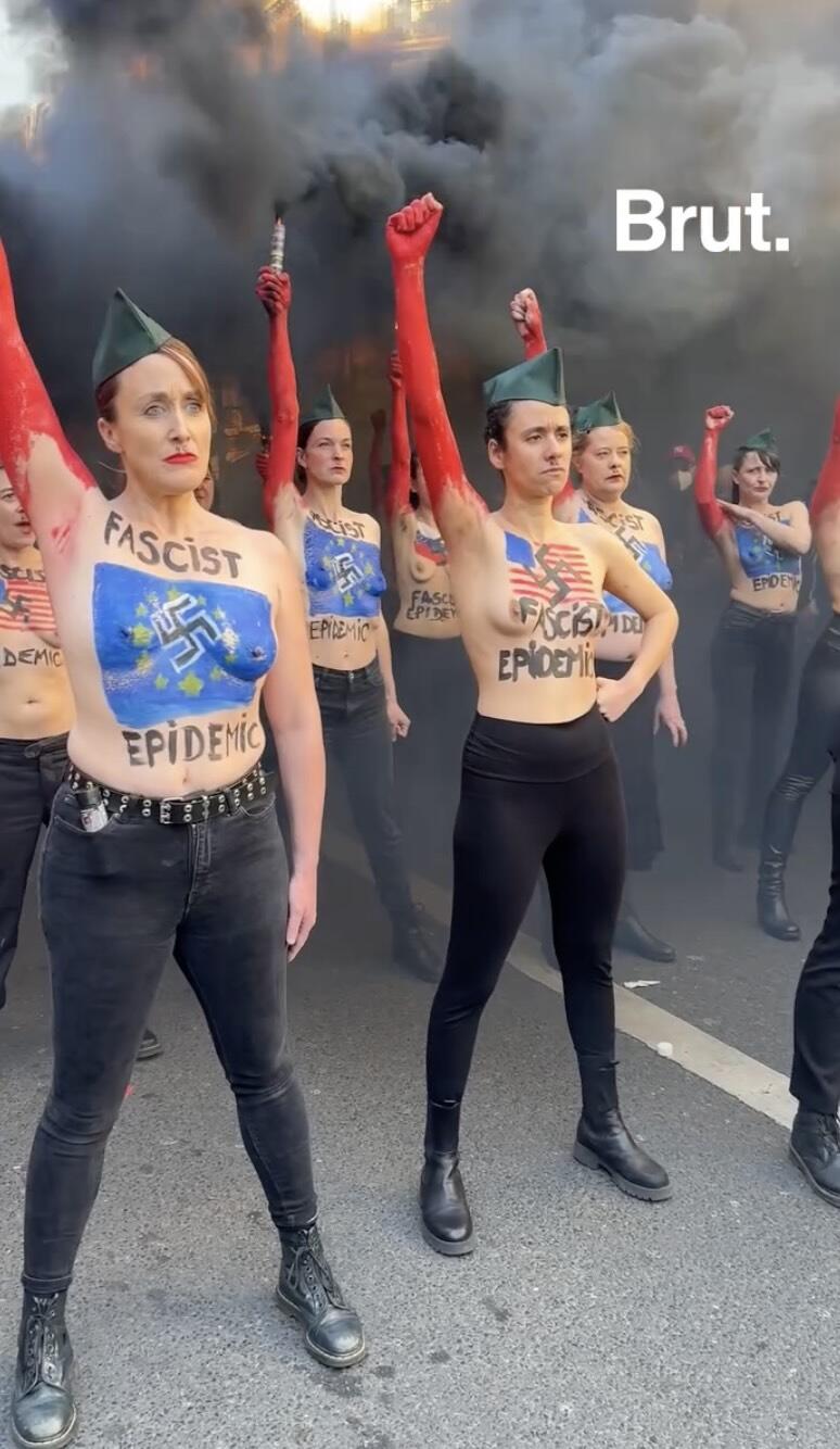 一群娘们儿露着胸游行，还是法国的三八节热闹啊（FEMEN 2025 三八节游行）