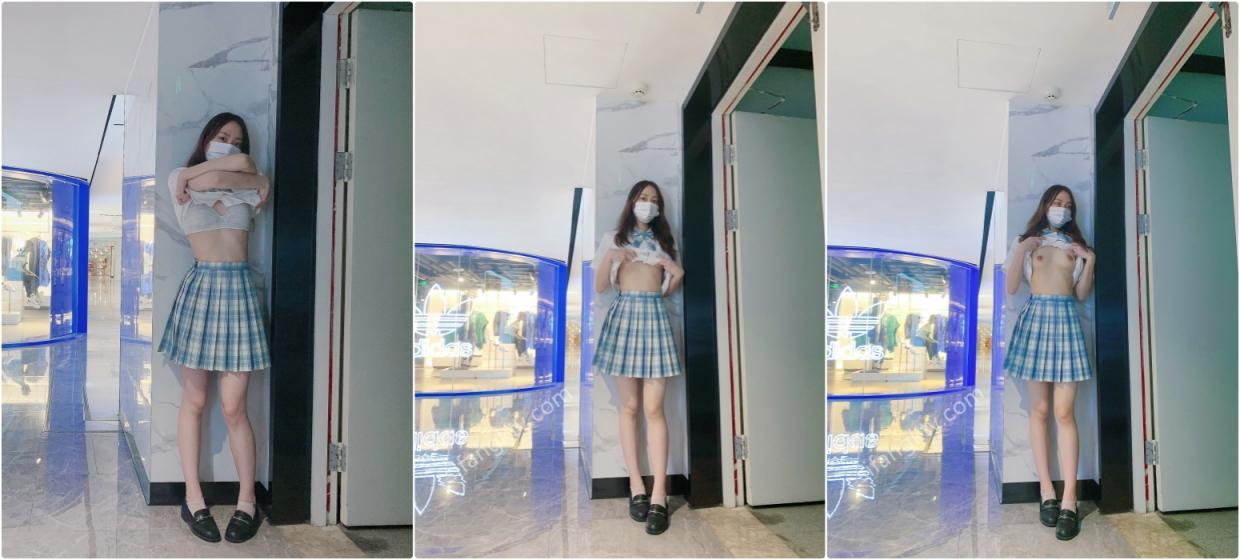 清纯学妹 商场露出挑战！人前女神 人后被主人支配玩弄的小狗，清纯靓丽外表下是个反差婊母狗