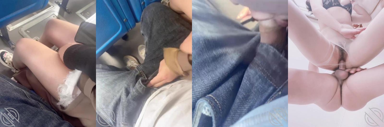 【妹妹的第一次给了我】公交上口交，来回上下人，在身边真刺激