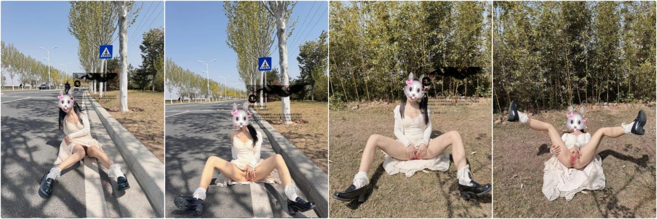 在马路旁边撅着屁股尿尿的『萌酱』✅被哥哥拉到路边爆炒，打扮得乖乖的，当然是为了方便做坏事啦