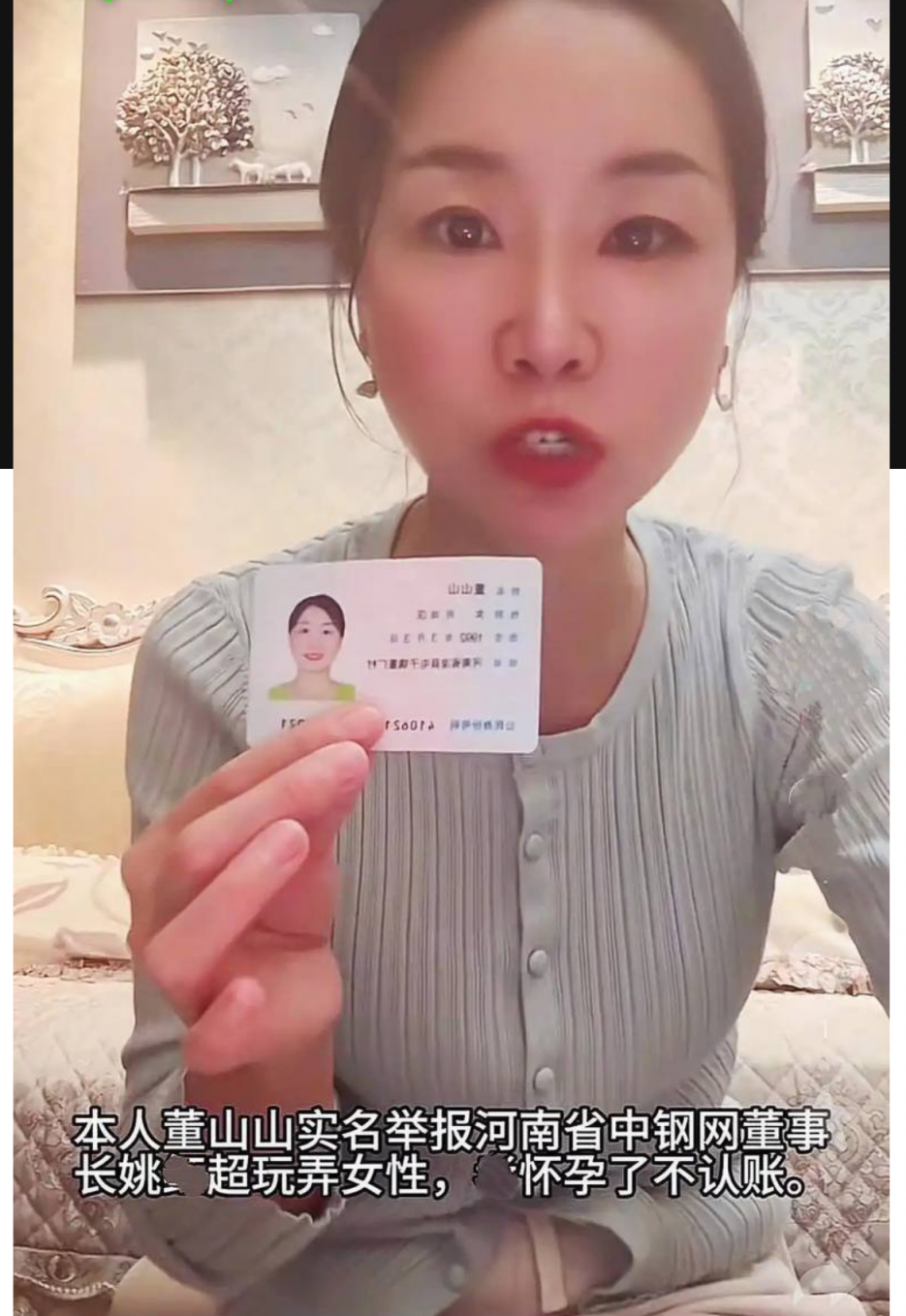 中钢网董事长姚红超出轨风波：董山山实名举报掀轩然大波 ～多次与其激烈交欢致孕