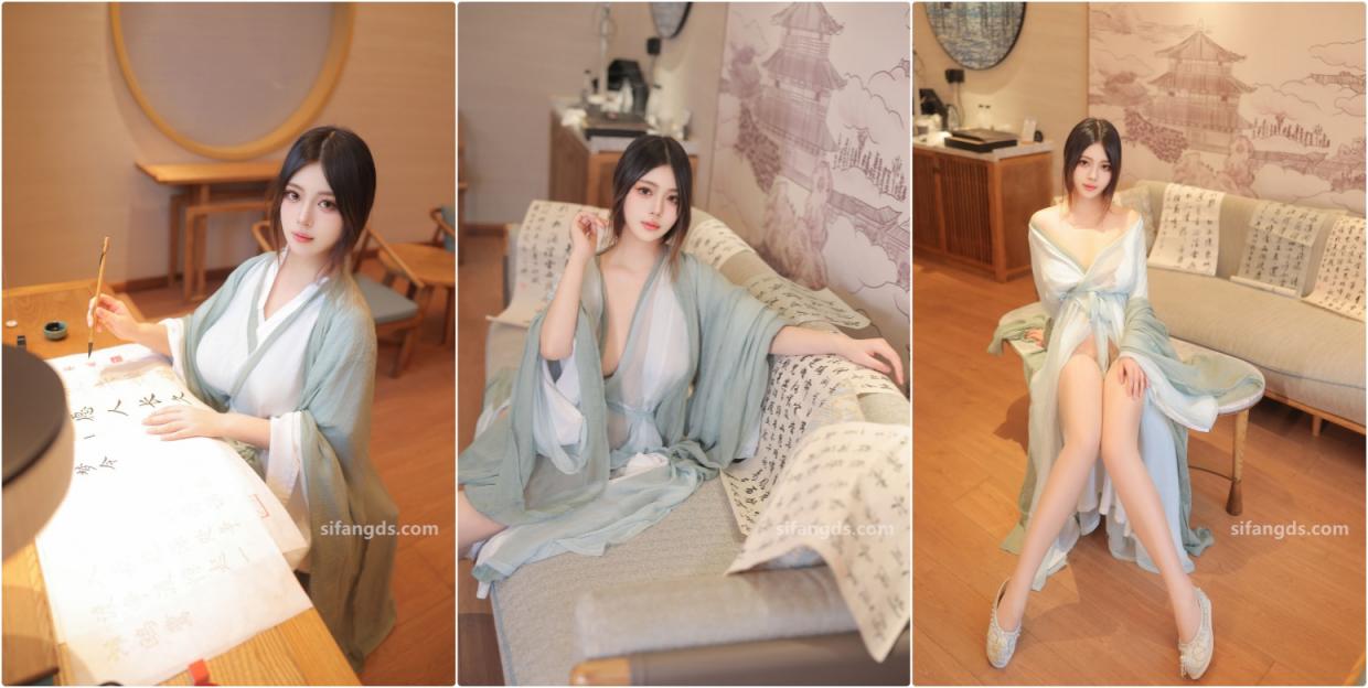 顶级颜值模特女神『蛋蛋宝』✅绿色汉服 自慰福利，顶级白富美魔鬼身材温柔反差女神 这样的尤物谁受得了