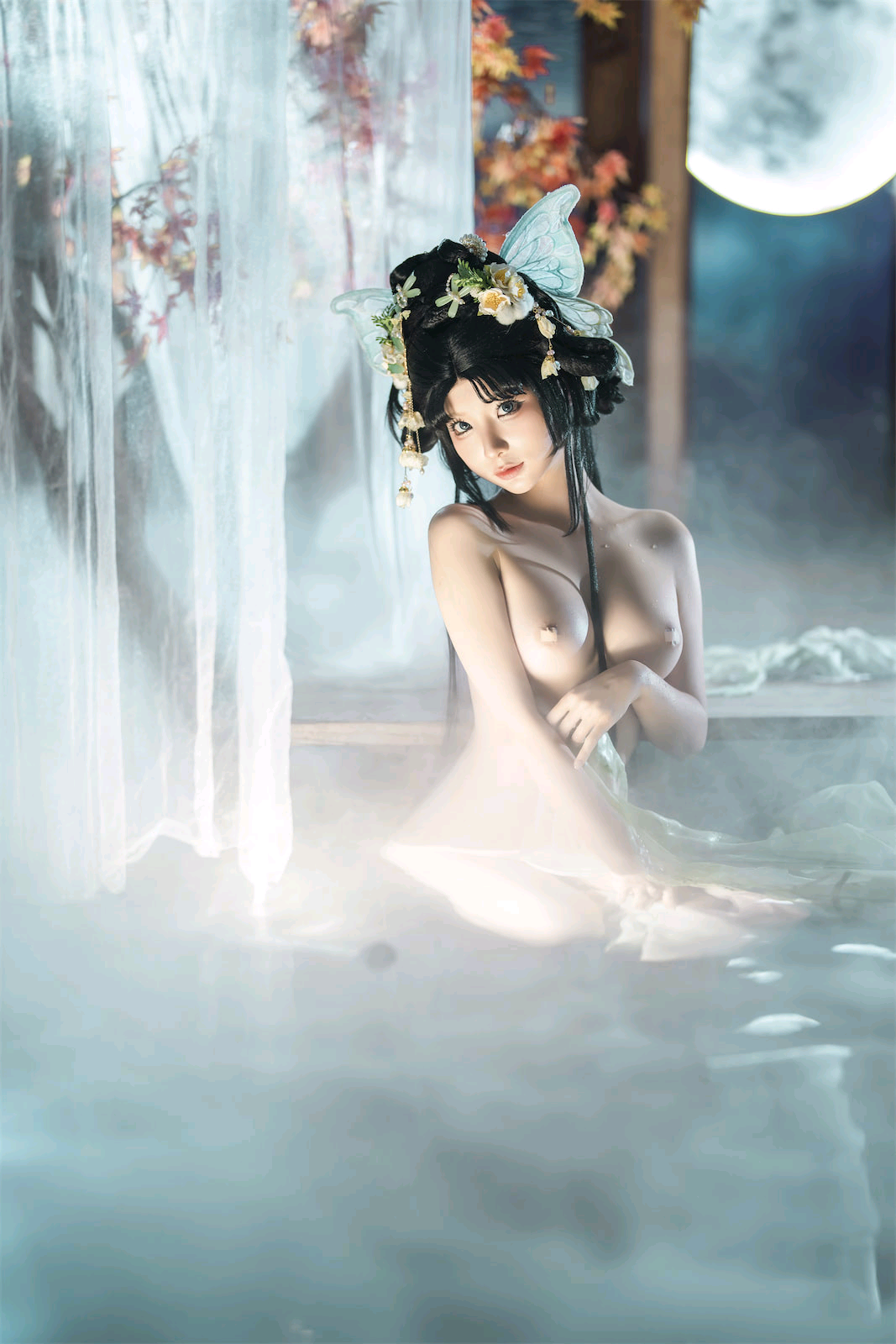 蠢沫沫 – 轻纱入帐，吹动薄衫也吹动身体